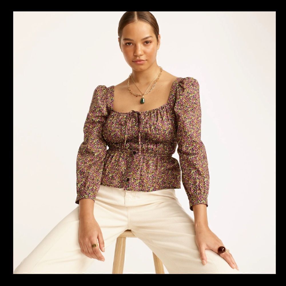 J Crew Liberty Busy Izzy Cinched Waist Top NWT
